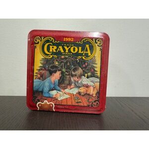Vintage Crayola 1992 Collectible Holiday Tin Kids Red Nostalgic Christmas Bear